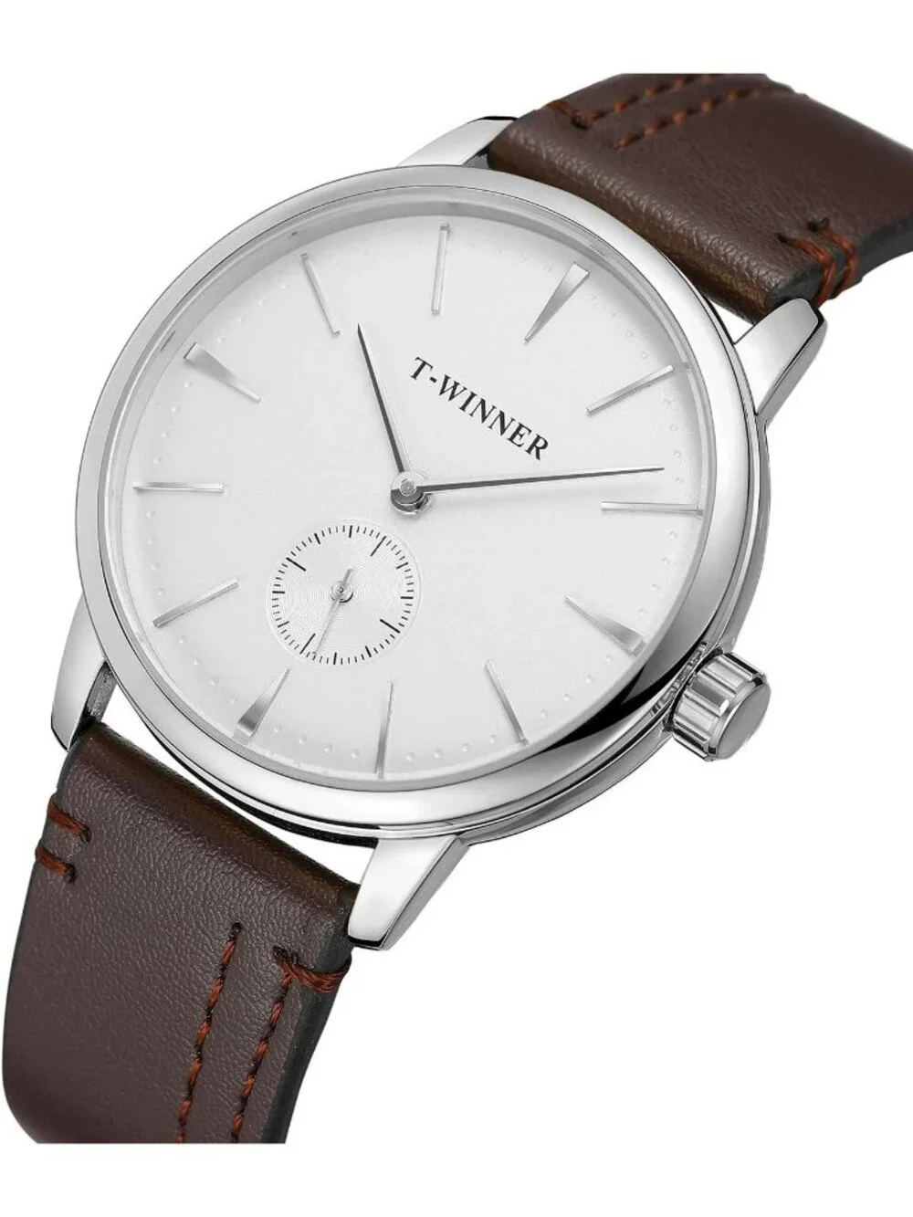 Men's Silver Brown Stylish Analog Sport Style Mechanical Hand-Wind Wrist Watch